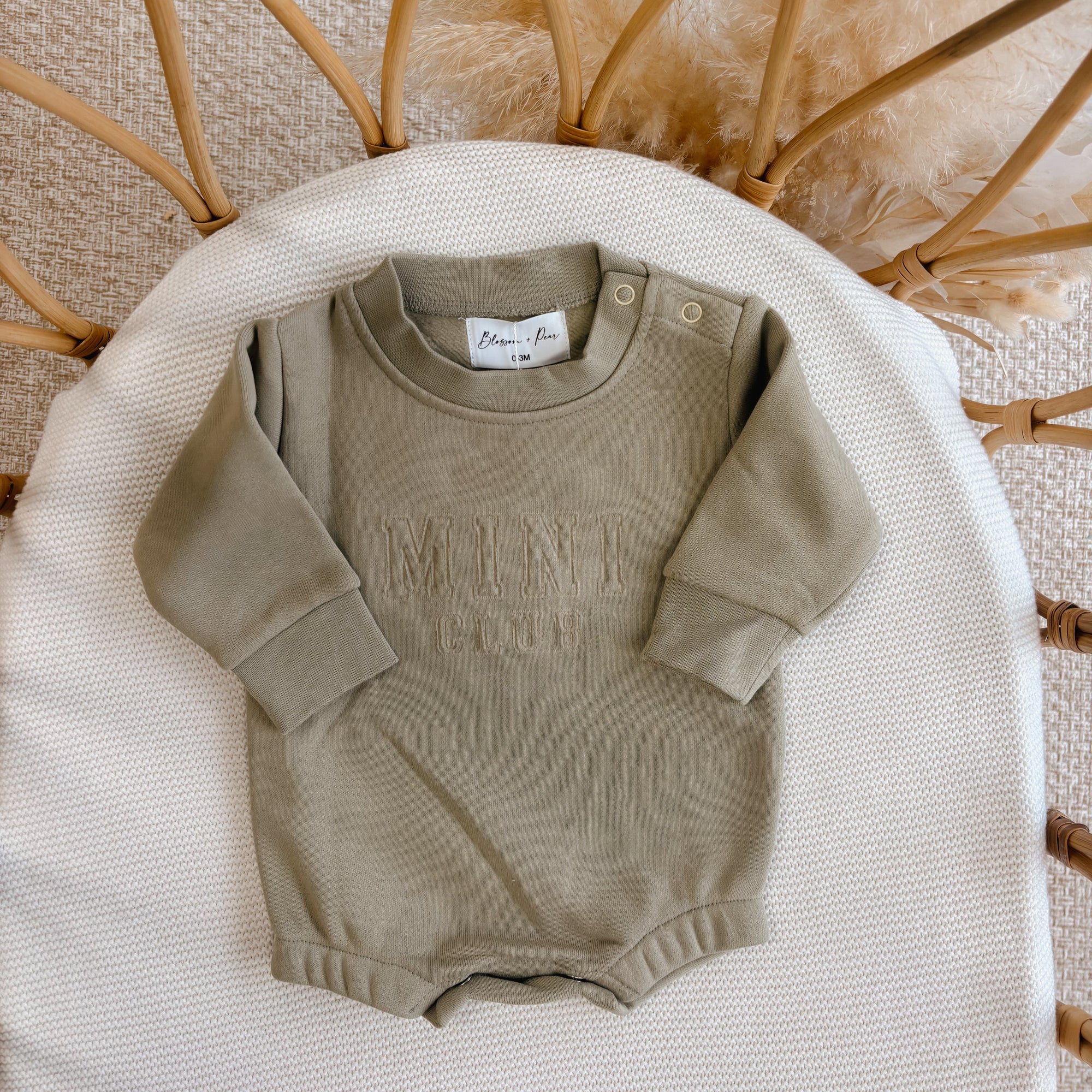 The ‘Mini Club’ Long Sleeve Romper - Sage