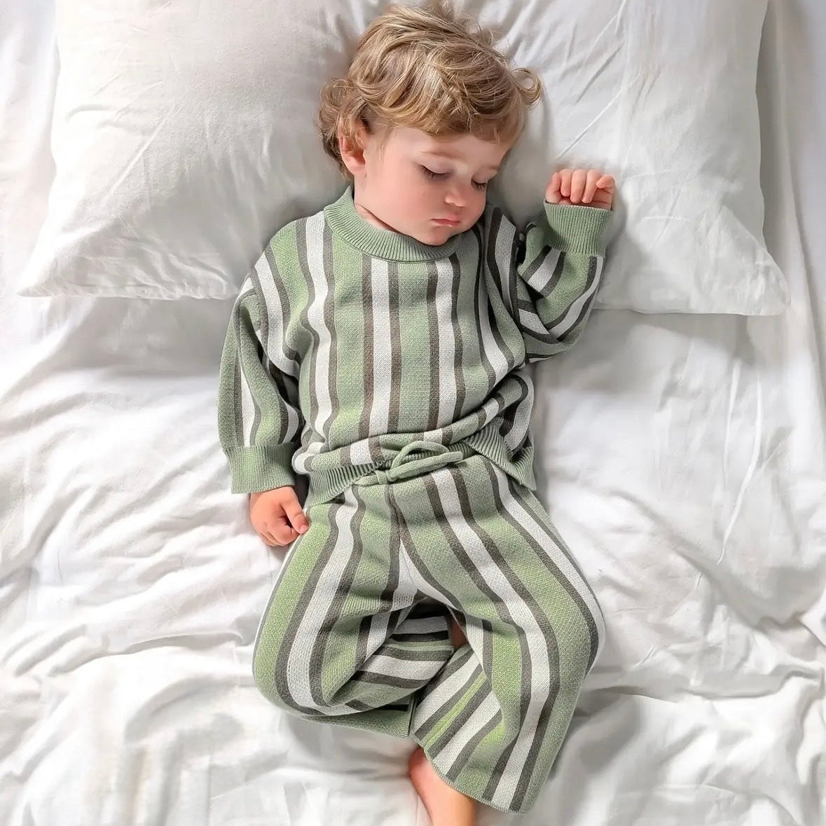 Olive Stripe Knit Set