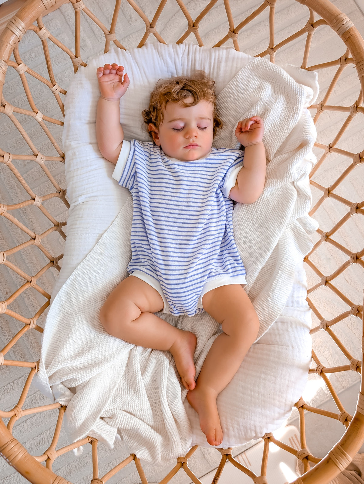 Terry Slouch Romper - Sky