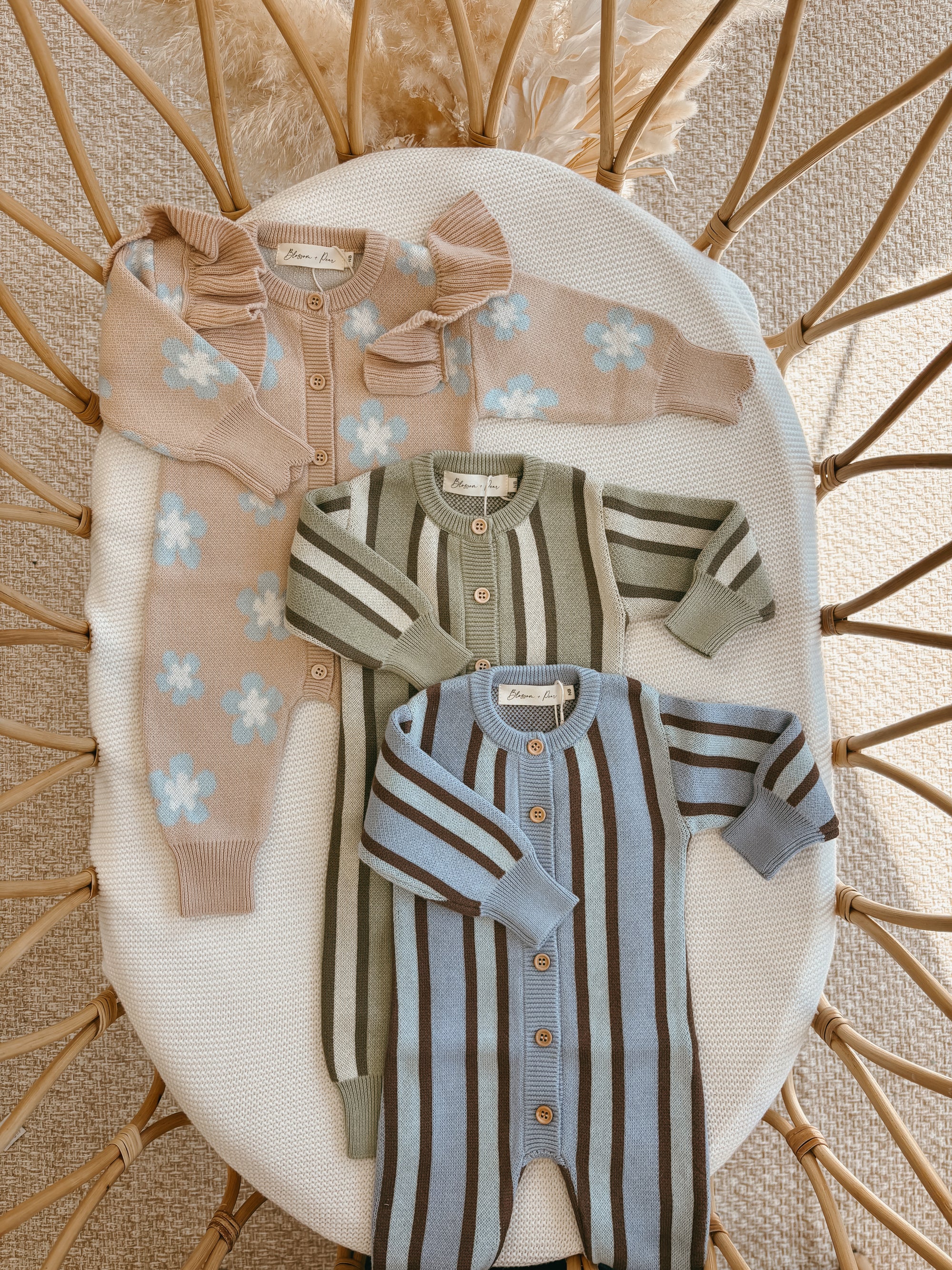 Olive Stripe Knit Romper