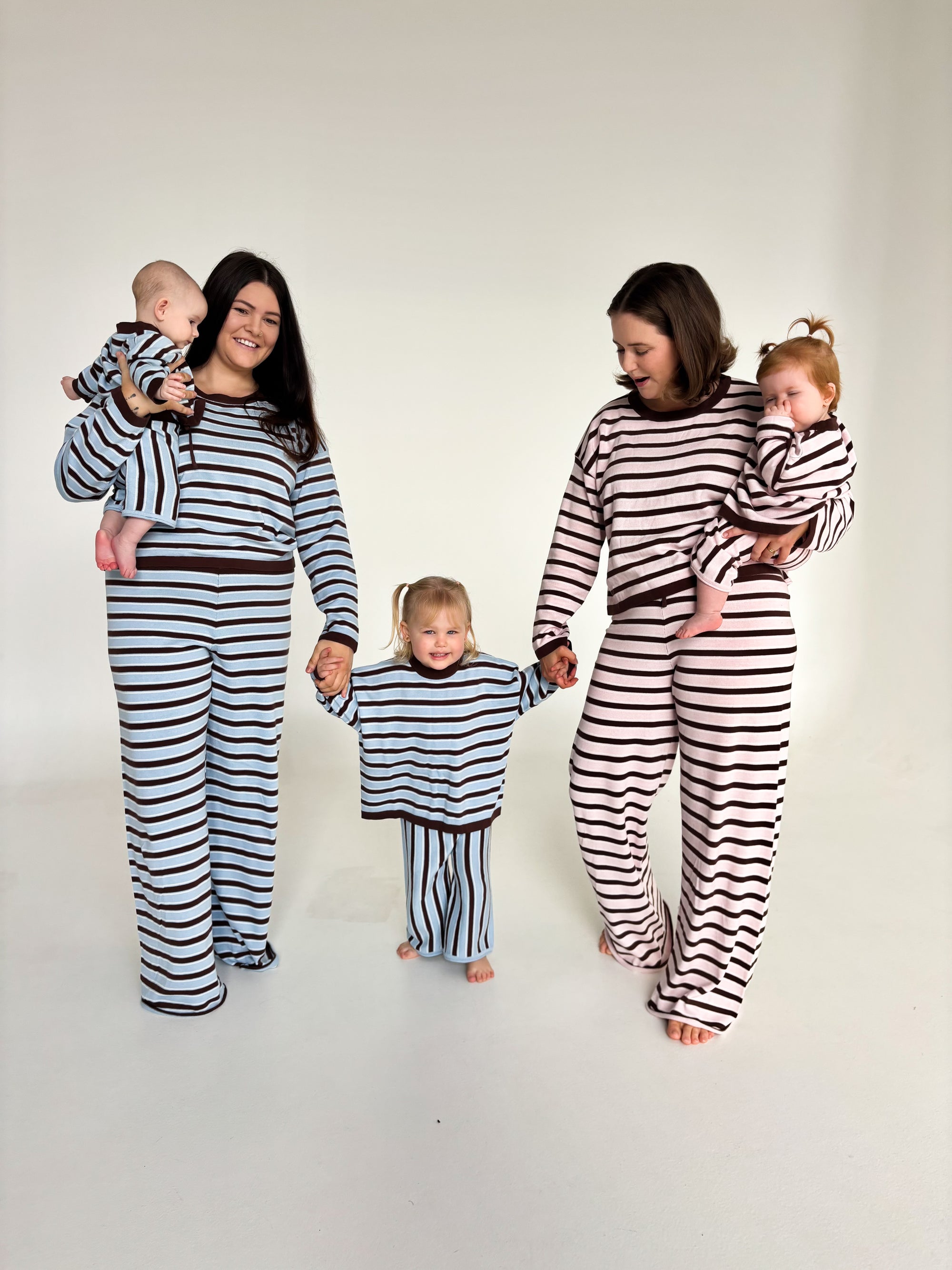 Ladies Mocha Blue Stripe Lounge Sweater