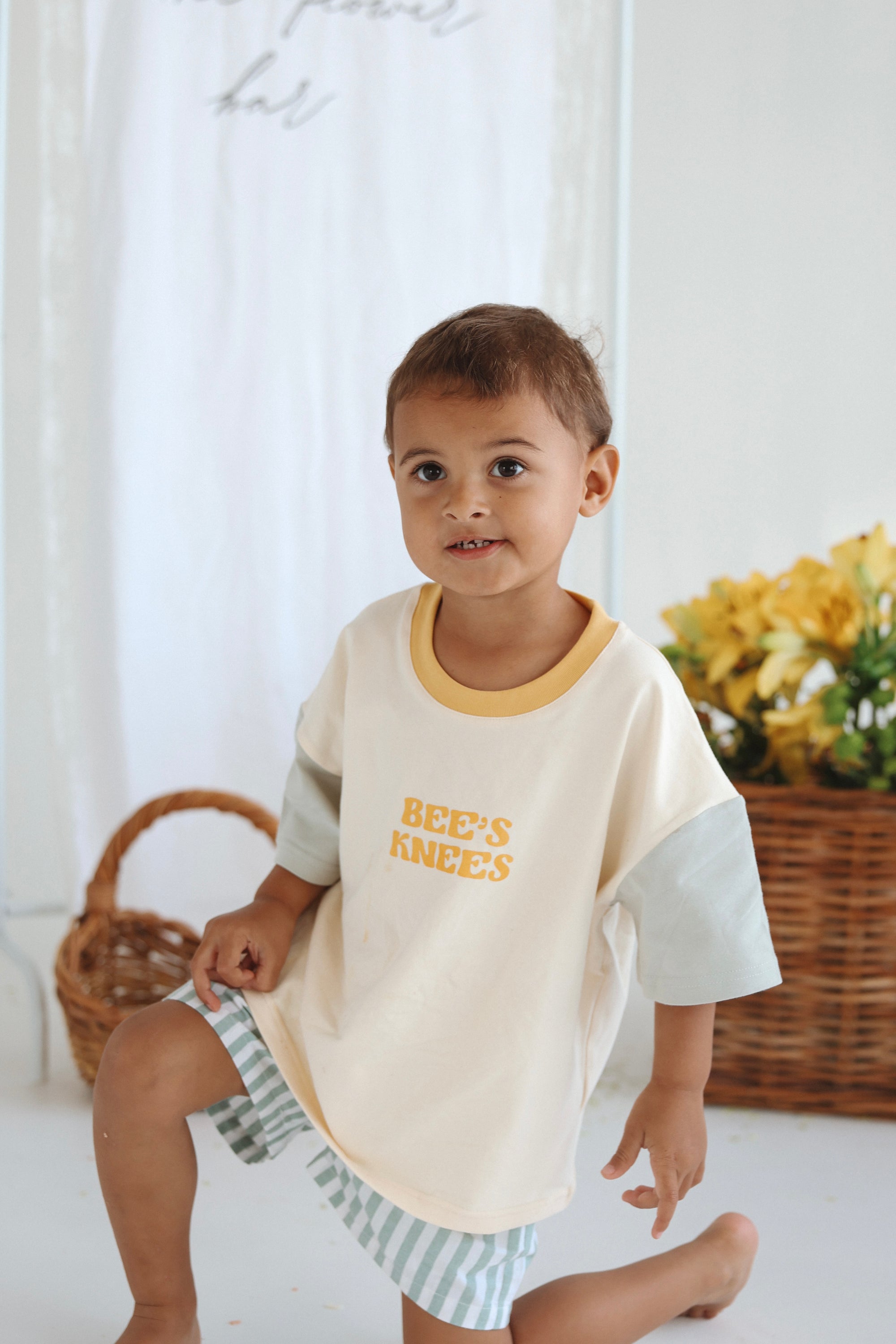 Kids Sage Stripe Shorts