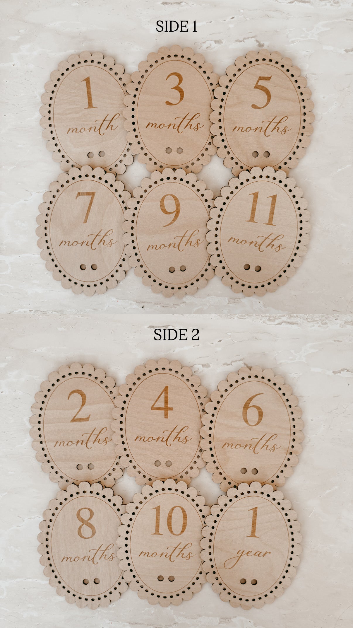Vintage Bow Baby Milestone Collection - Wooden