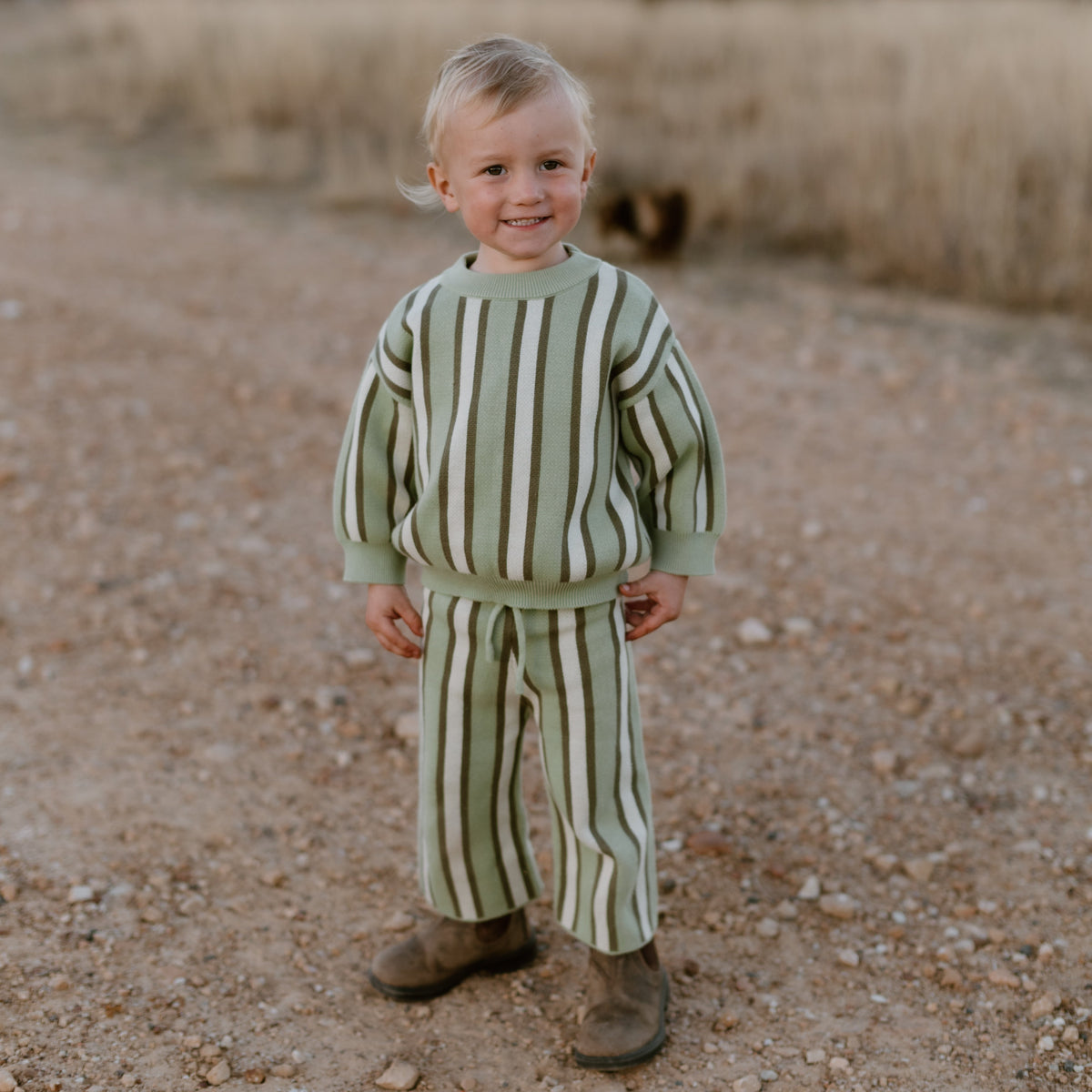 Olive Stripe Knit Set