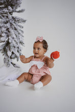 Load image into Gallery viewer, Candy Stripe Bow Romper - Red