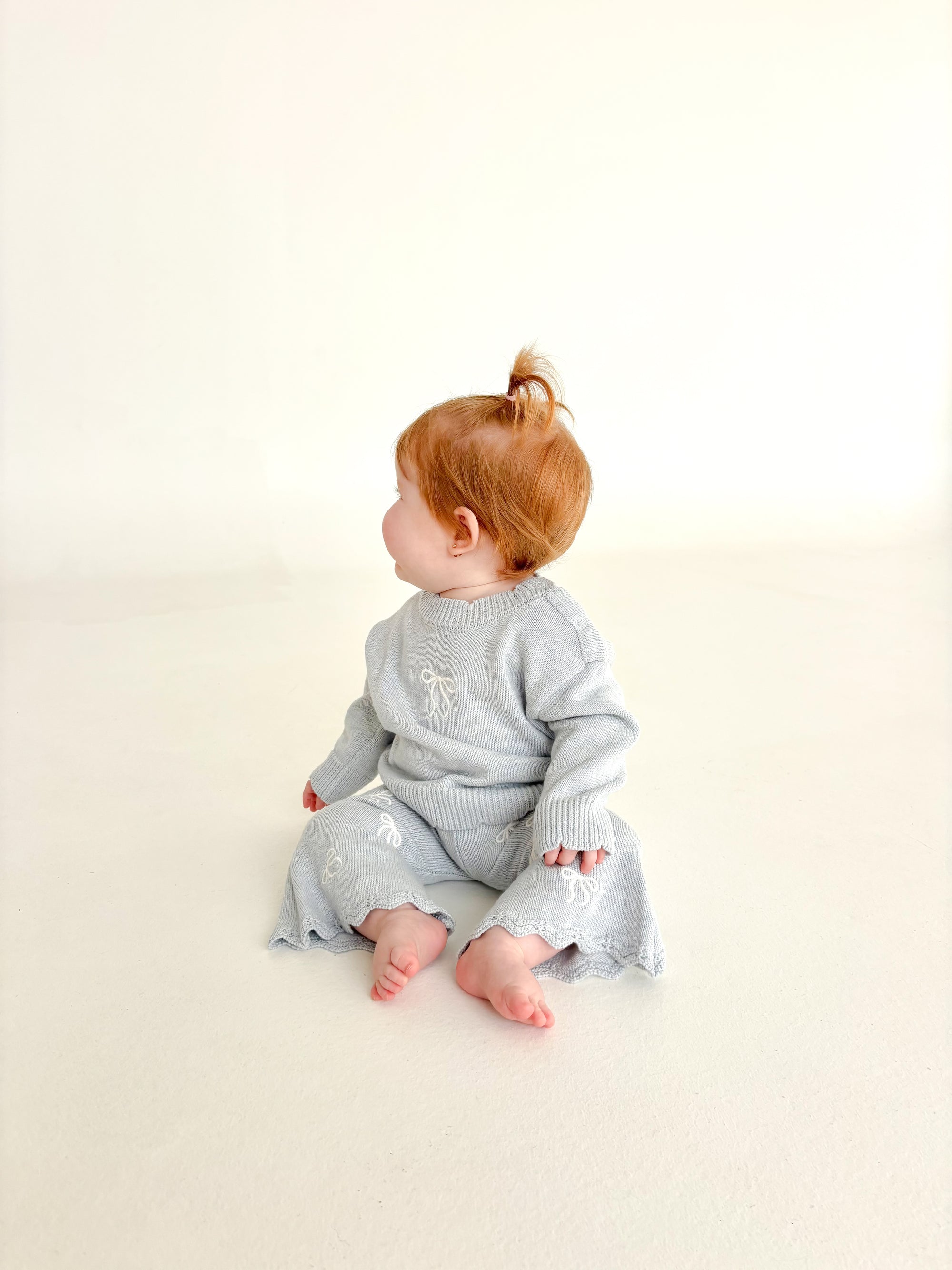 The Cosy Bow Knit Set - Powder Blue
