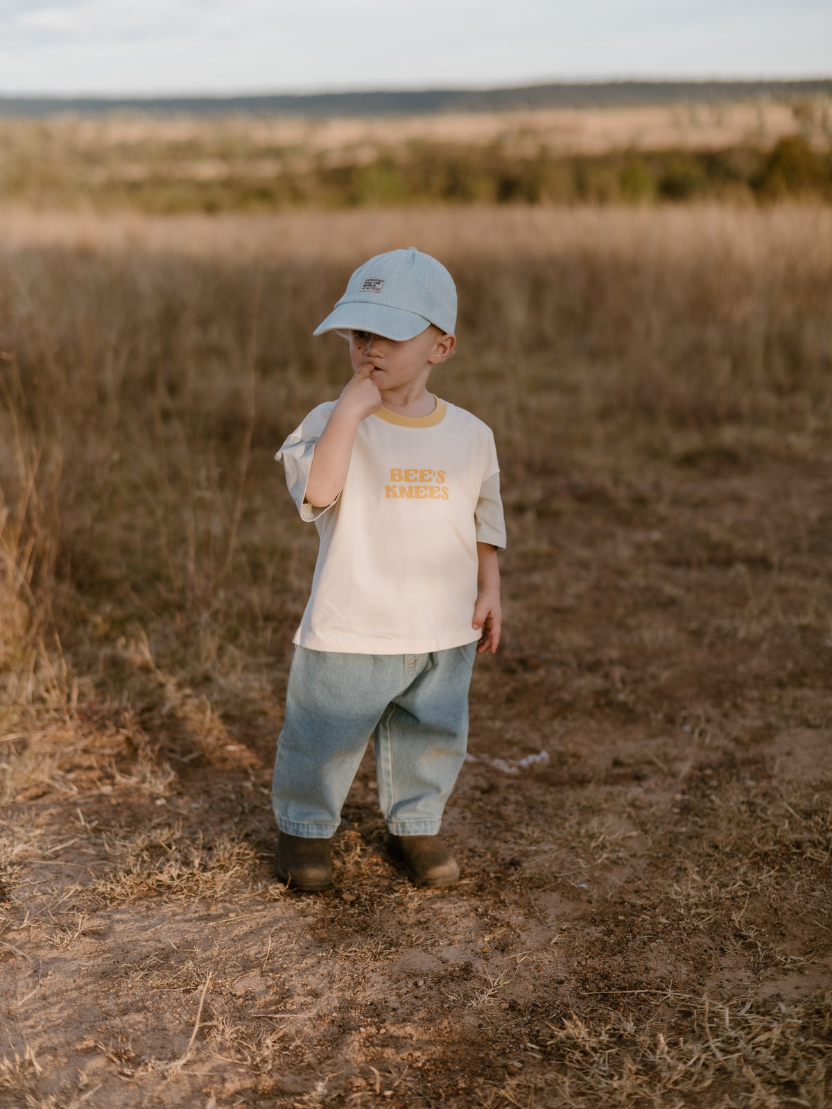 'Little Love Club' Denim Jeans - Yellow Embroidered