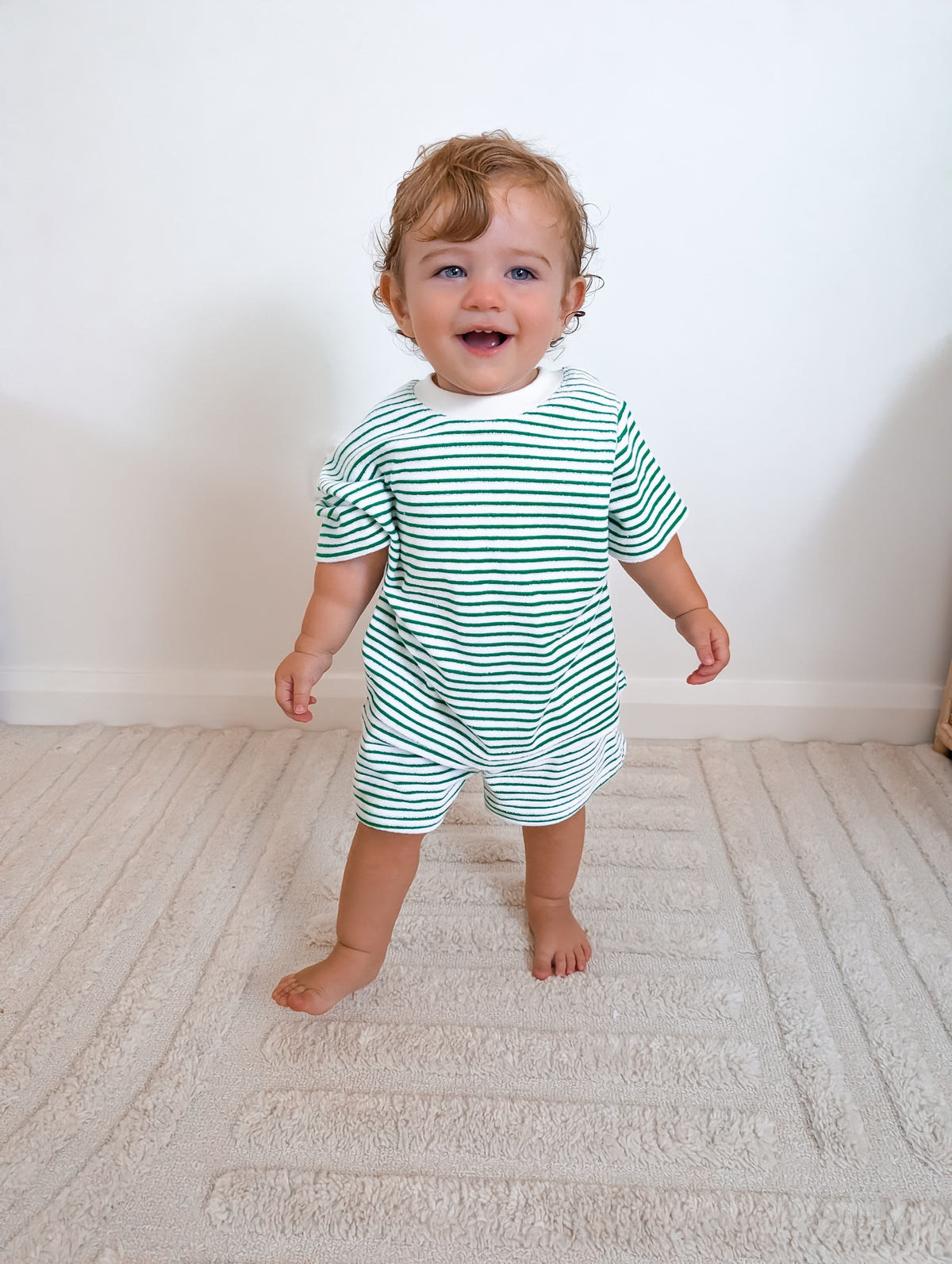 Kids Stripe Terry Set - Green