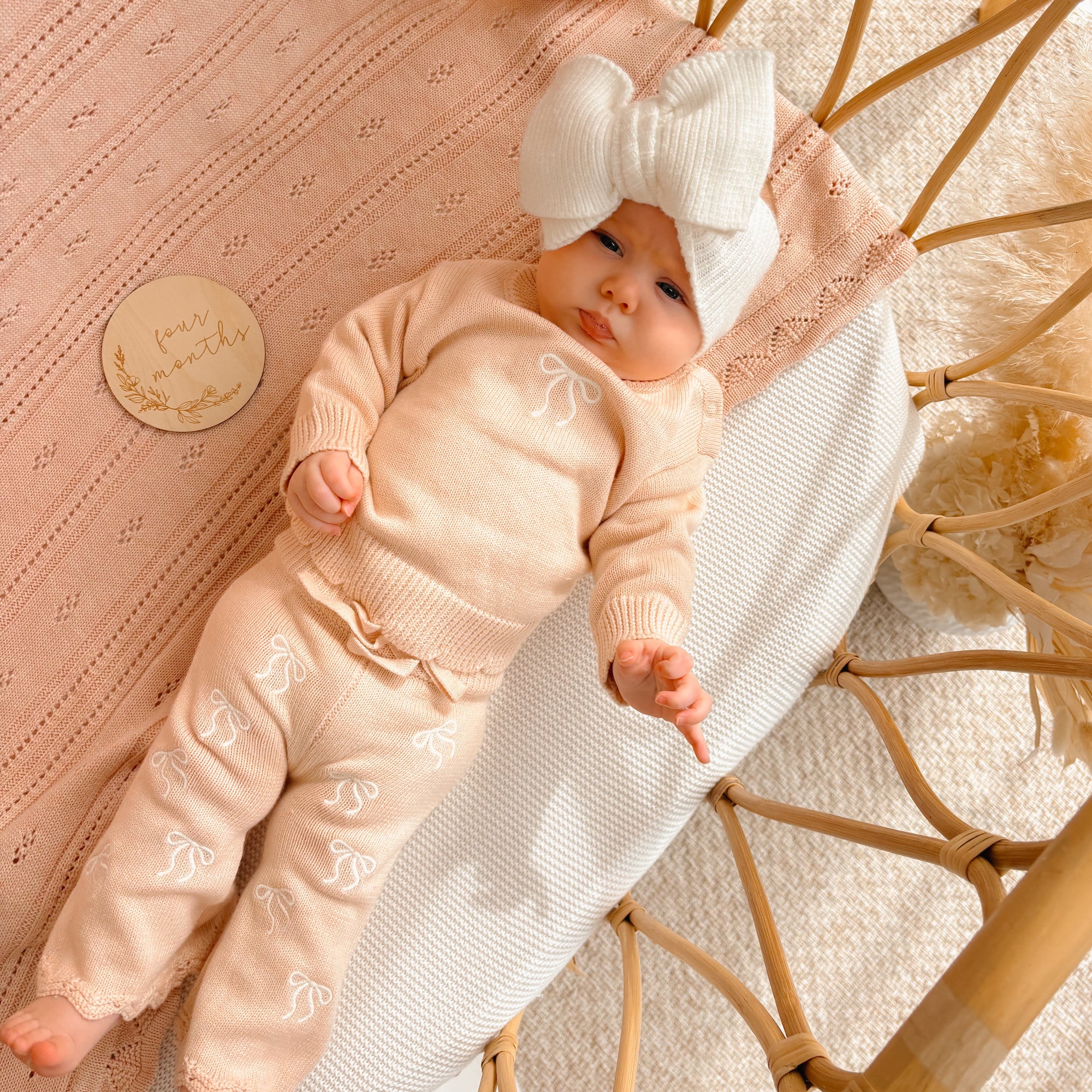 The Cosy Bow Knit Set - Pink Lemonade
