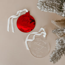 Load image into Gallery viewer, Personalised &#39;First Christmas 2025&#39; Acrylic Bauble - PRE ORDER - Est. Dispatch End of September