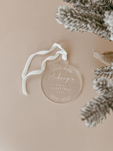 Load image into Gallery viewer, Personalised &#39;First Christmas 2025&#39; Acrylic Bauble - PRE ORDER - Est. Dispatch End of September