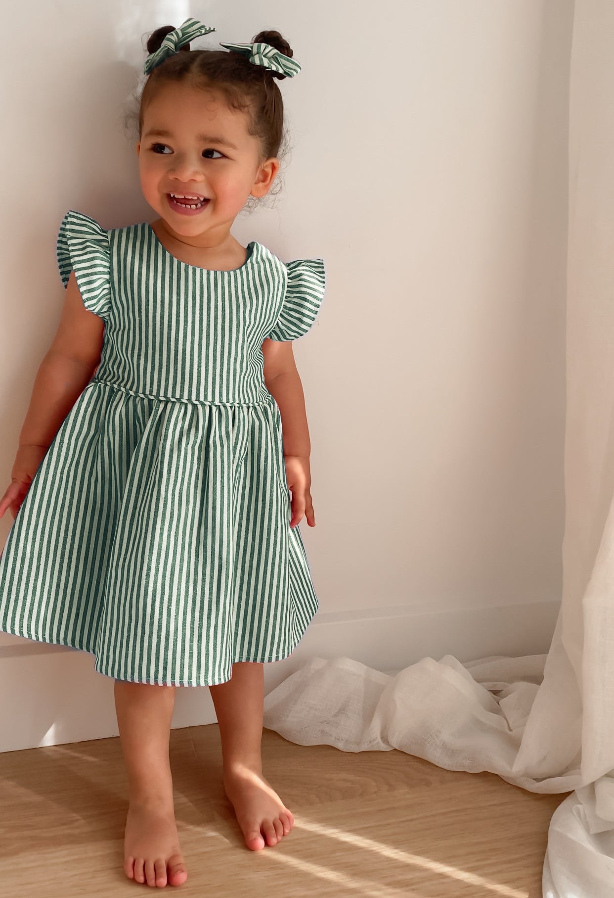 Kids Candy Stripe Dress in Green