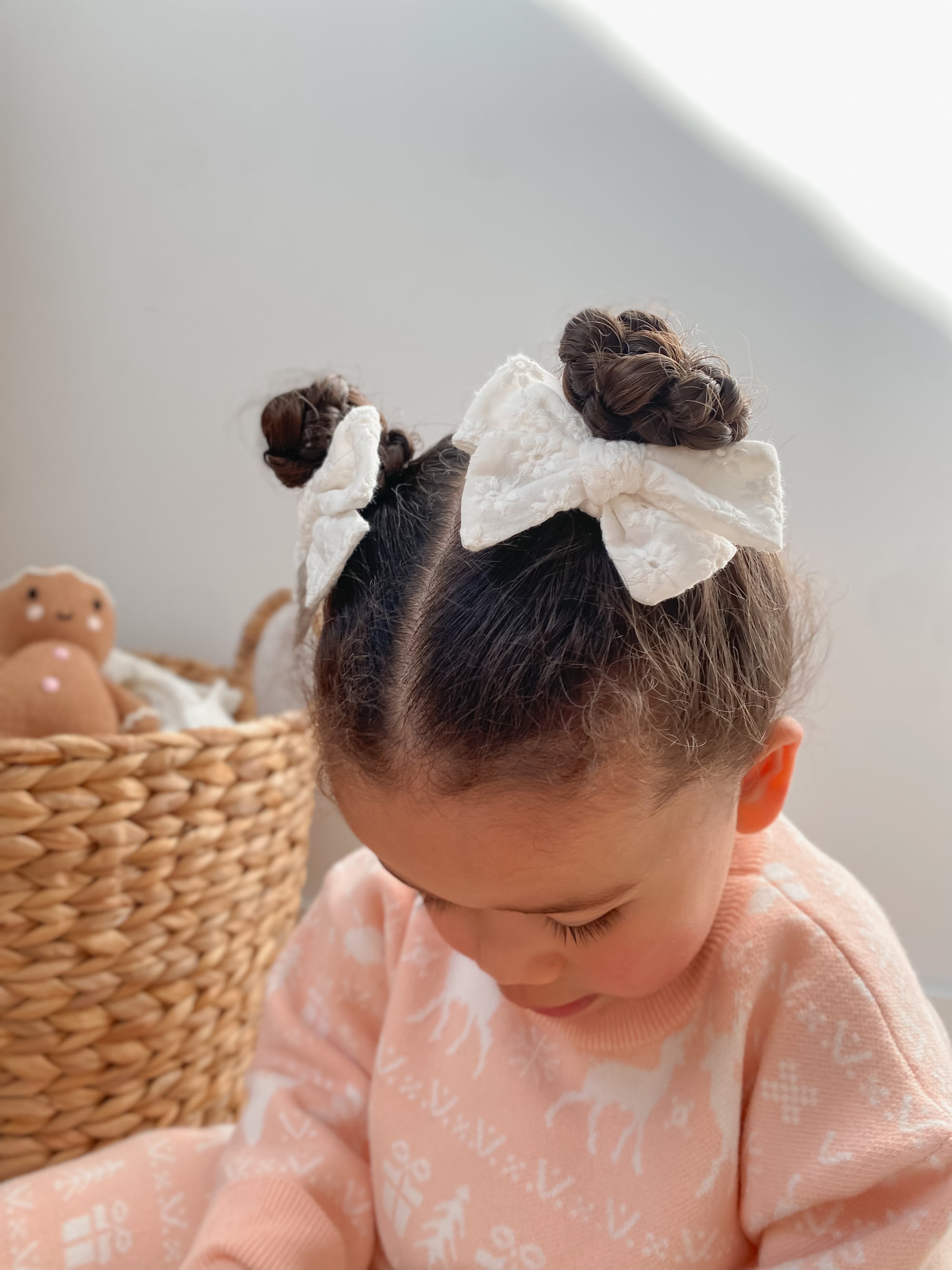 Hair Clips - White Broderie