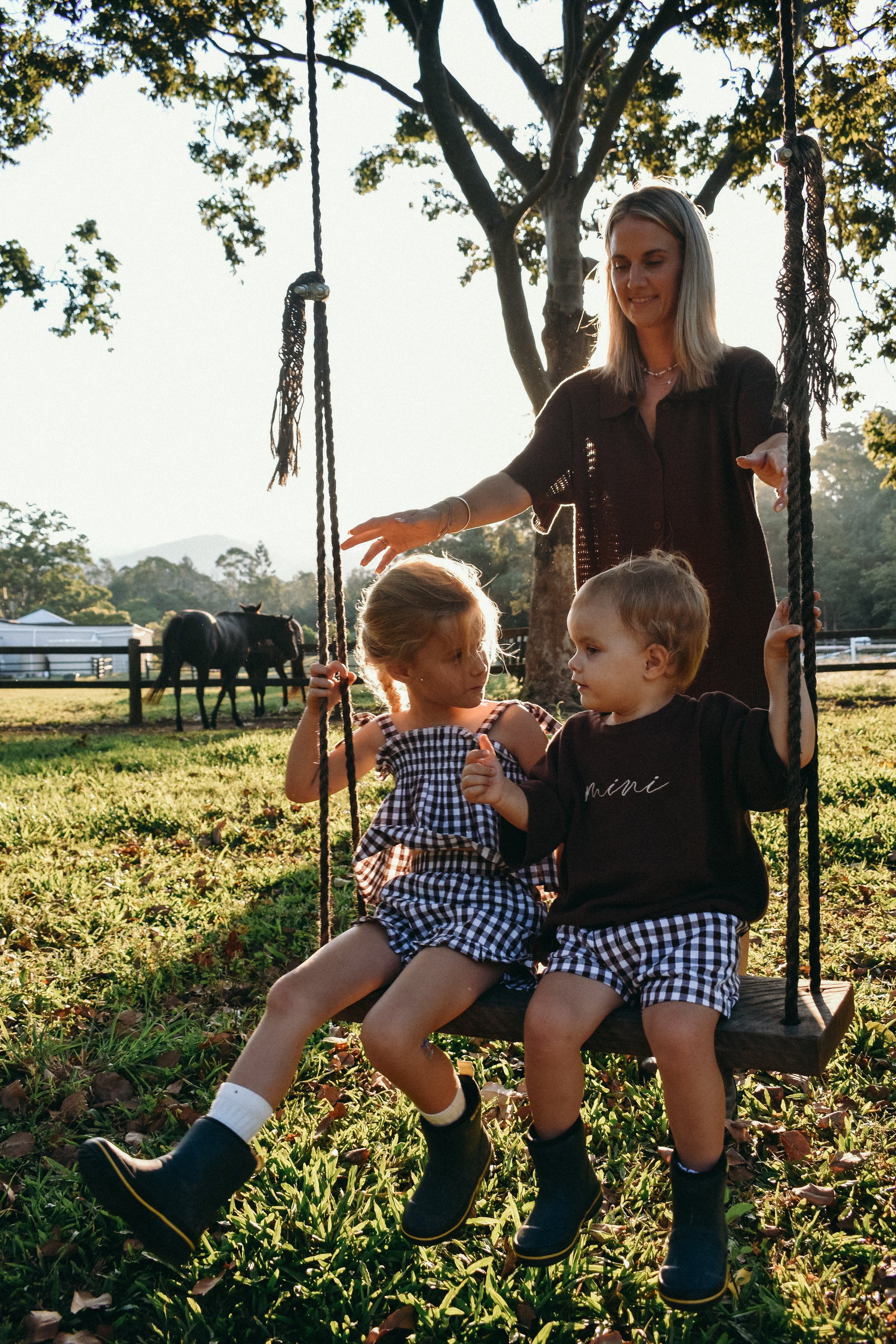 Kids Cocoa Gingham Shorts
