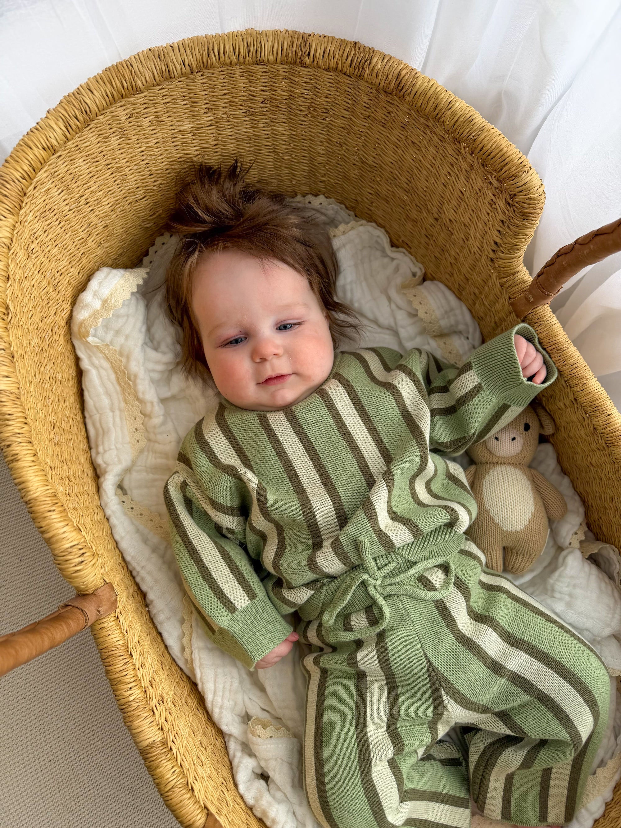 Olive Stripe Knit Set