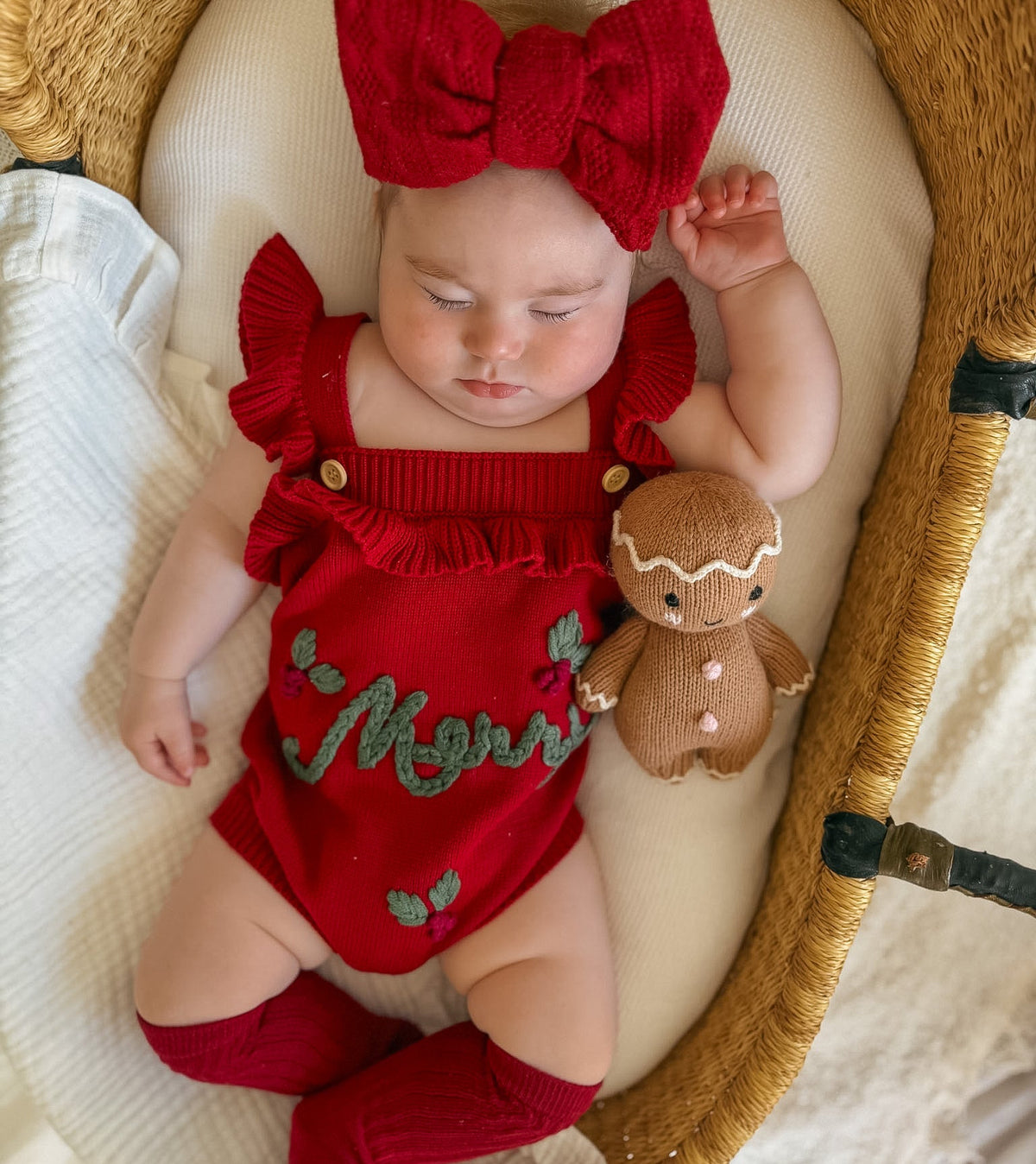 Merry Singlet Frill Knit Romper - Cranberry