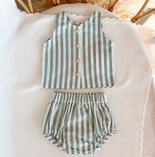 Load image into Gallery viewer, The Flax Shirt - Sage Stripe