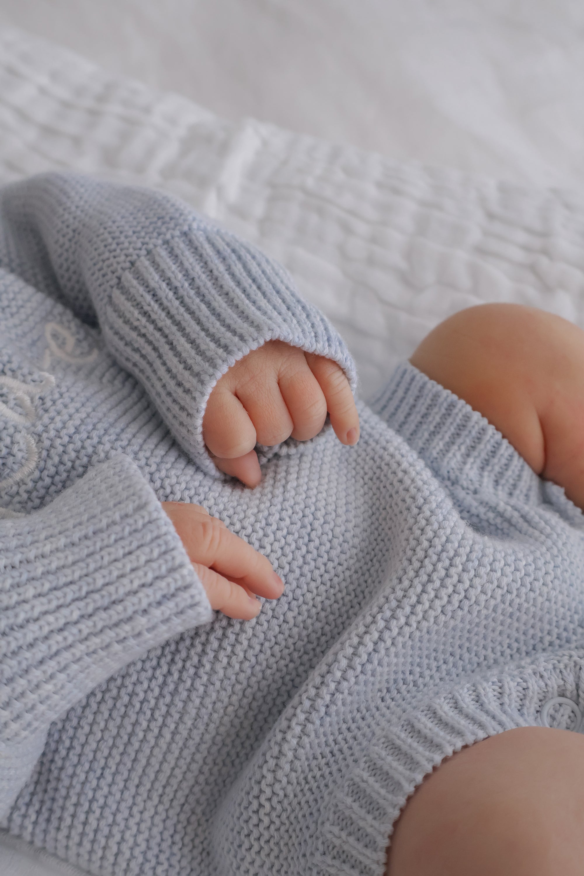 Long Sleeve Knit Romper - Powder Blue
