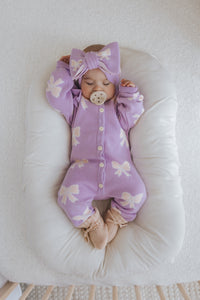 Bow Knit Topknot - Lavender