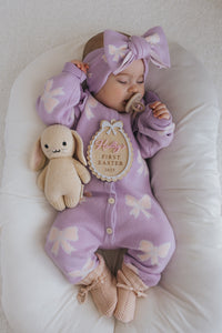 Bow Knit Topknot - Lavender