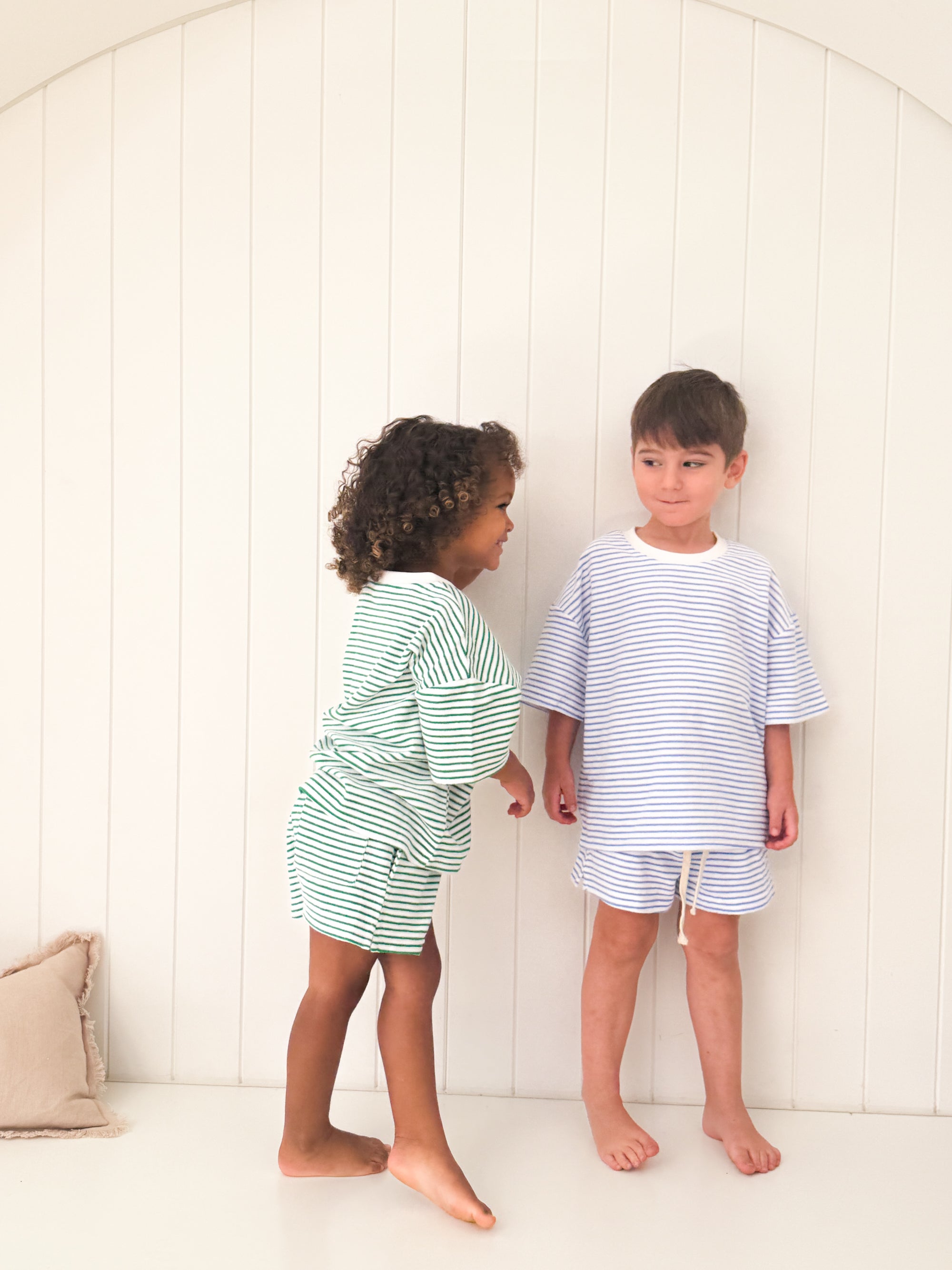 Kids Stripe Terry Set - Green