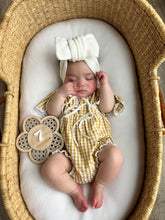 Load image into Gallery viewer, Mustard Gingham Flutter Sleeve Romper