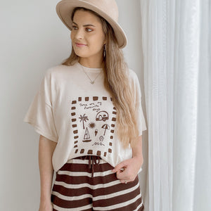 Ladies 'Favourite Days' Tee - Cream & Brown