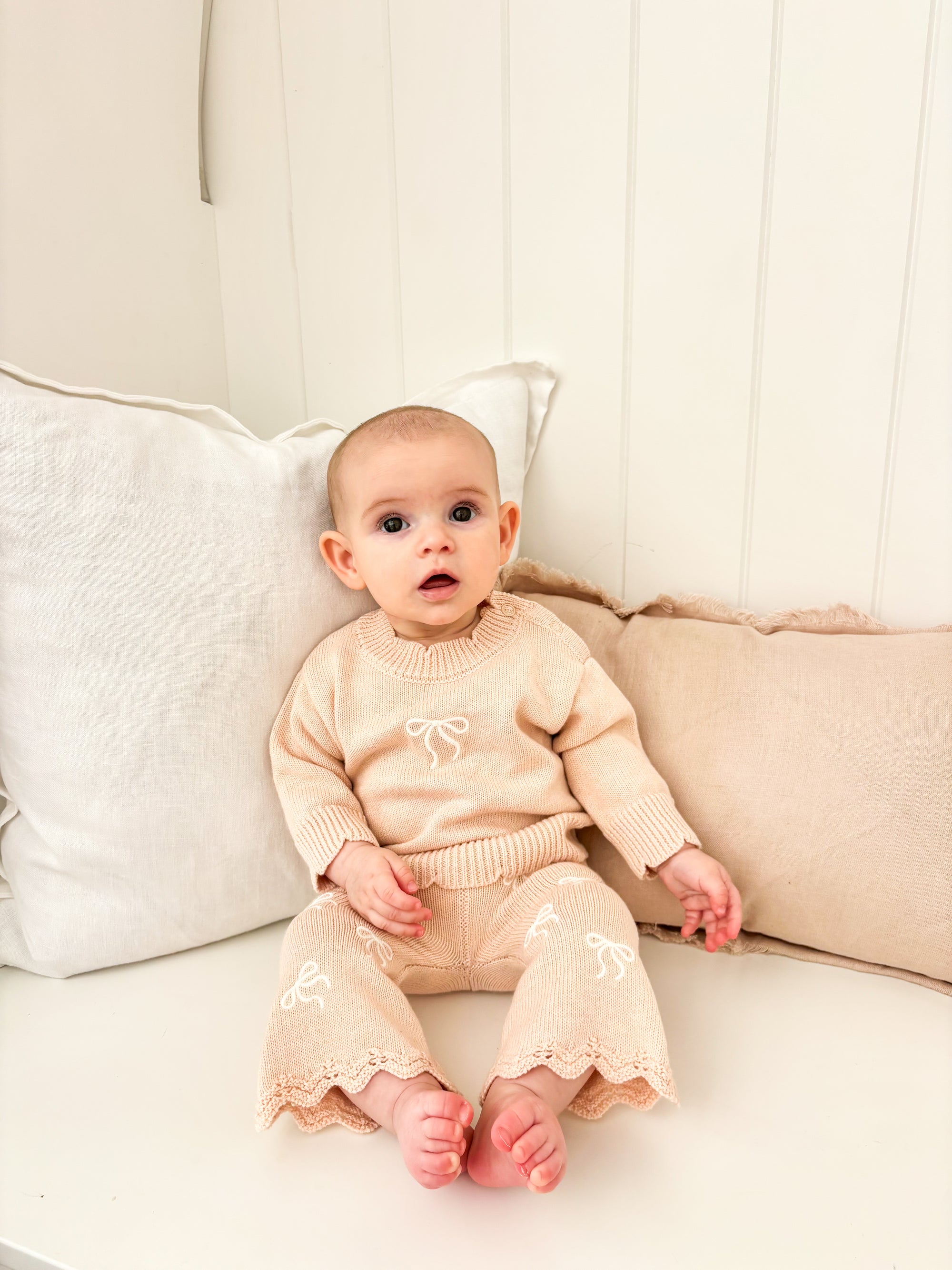 The Cosy Bow Knit Set - Pink Lemonade