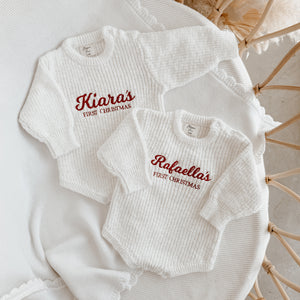 Personalised 'First Christmas' Chunky Knit Romper