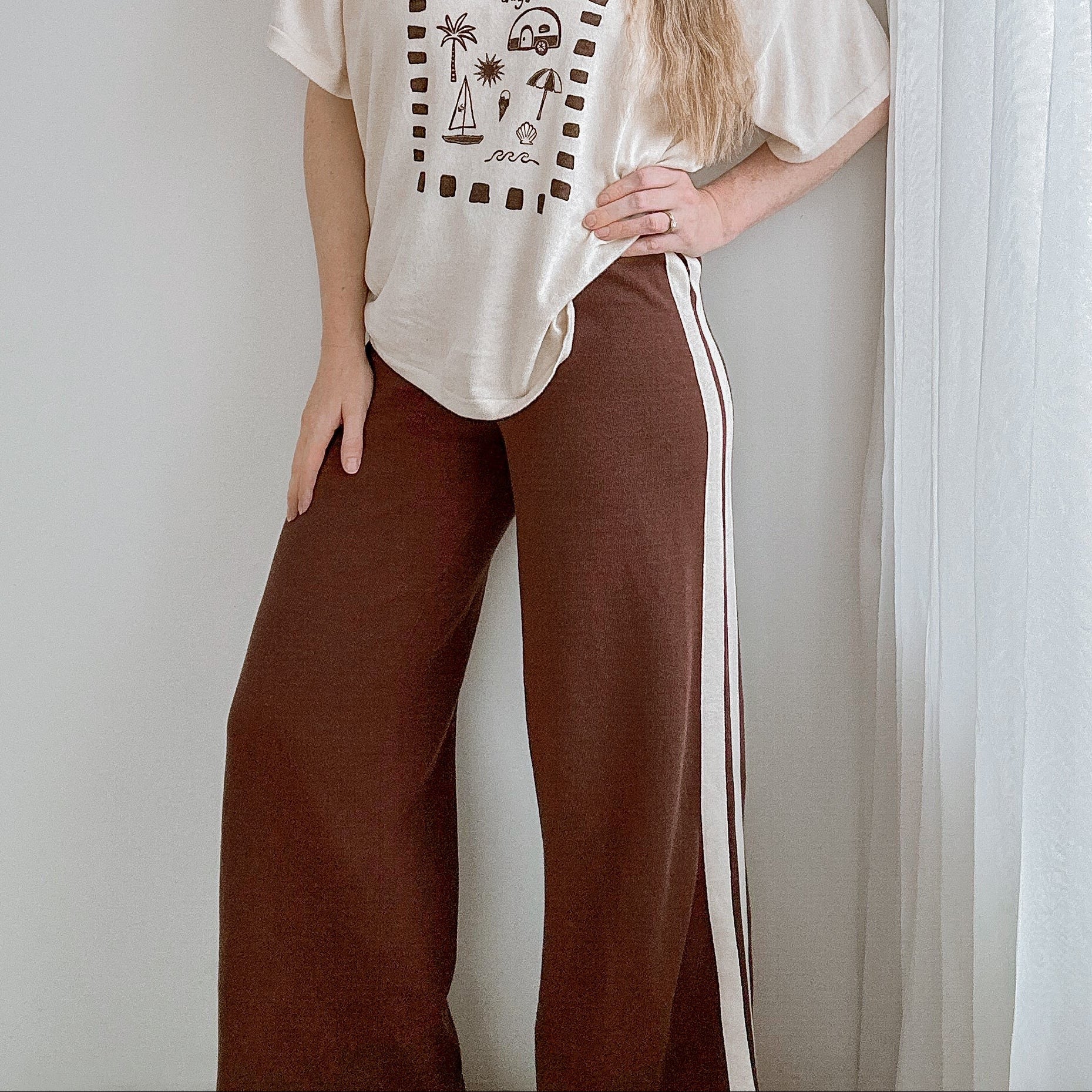 Ladies 'Favourite Days' Tee - Cream &amp; Brown
