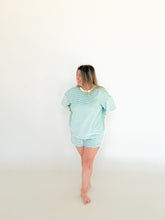 Load image into Gallery viewer, Ladies Stripe Terry Tee - Green