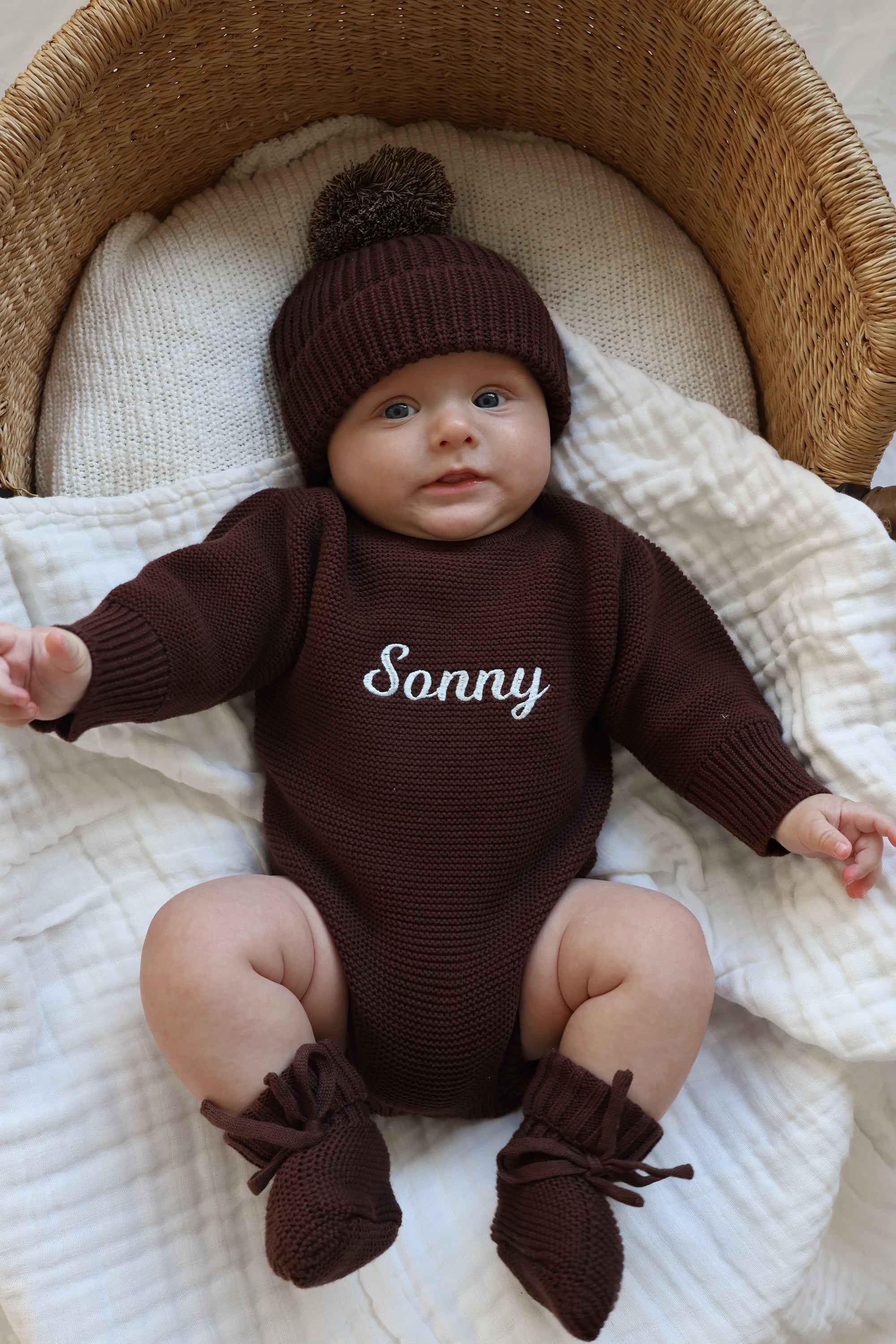 Mini Knit Booties - Espresso
