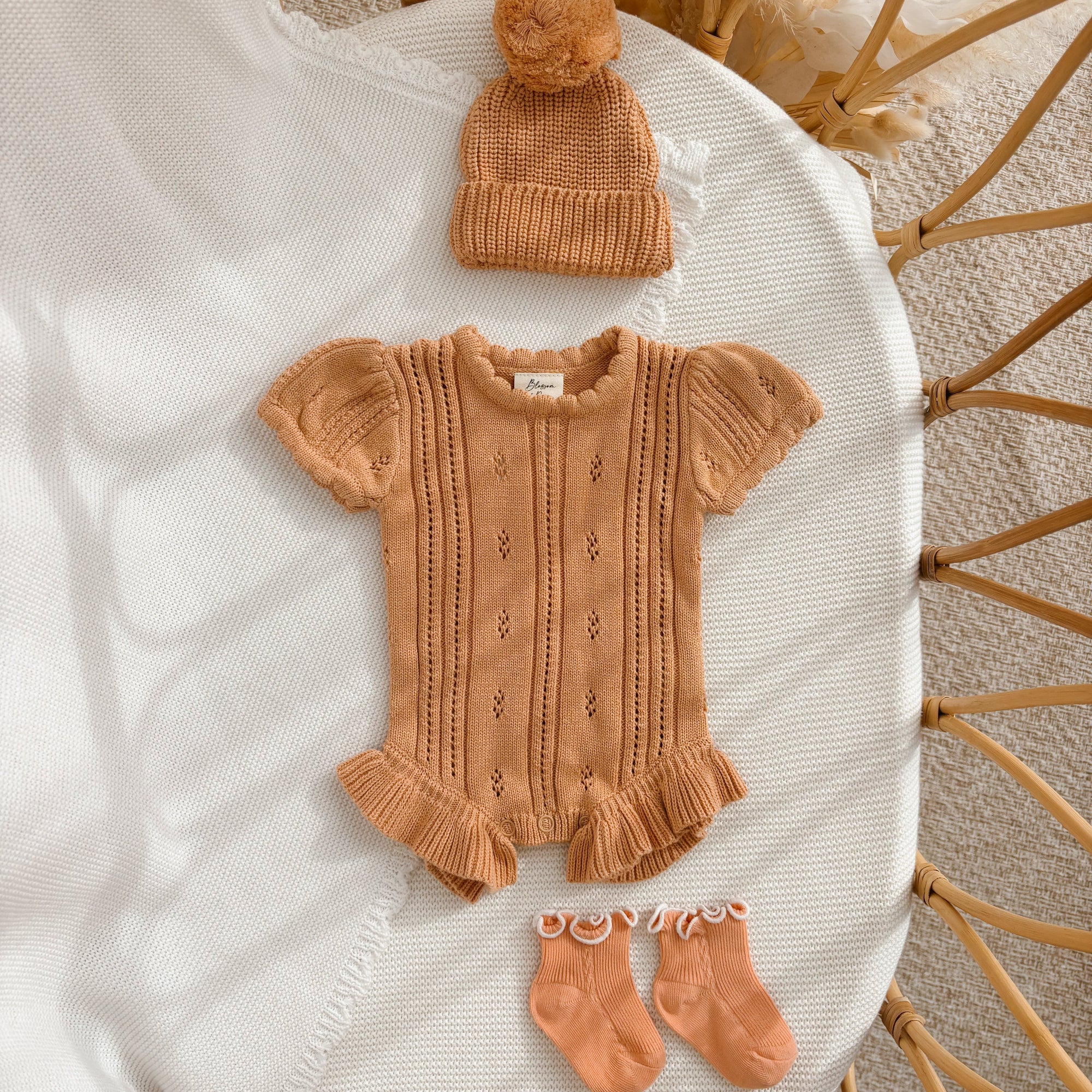 Margot Knit Romper in Pumpkin