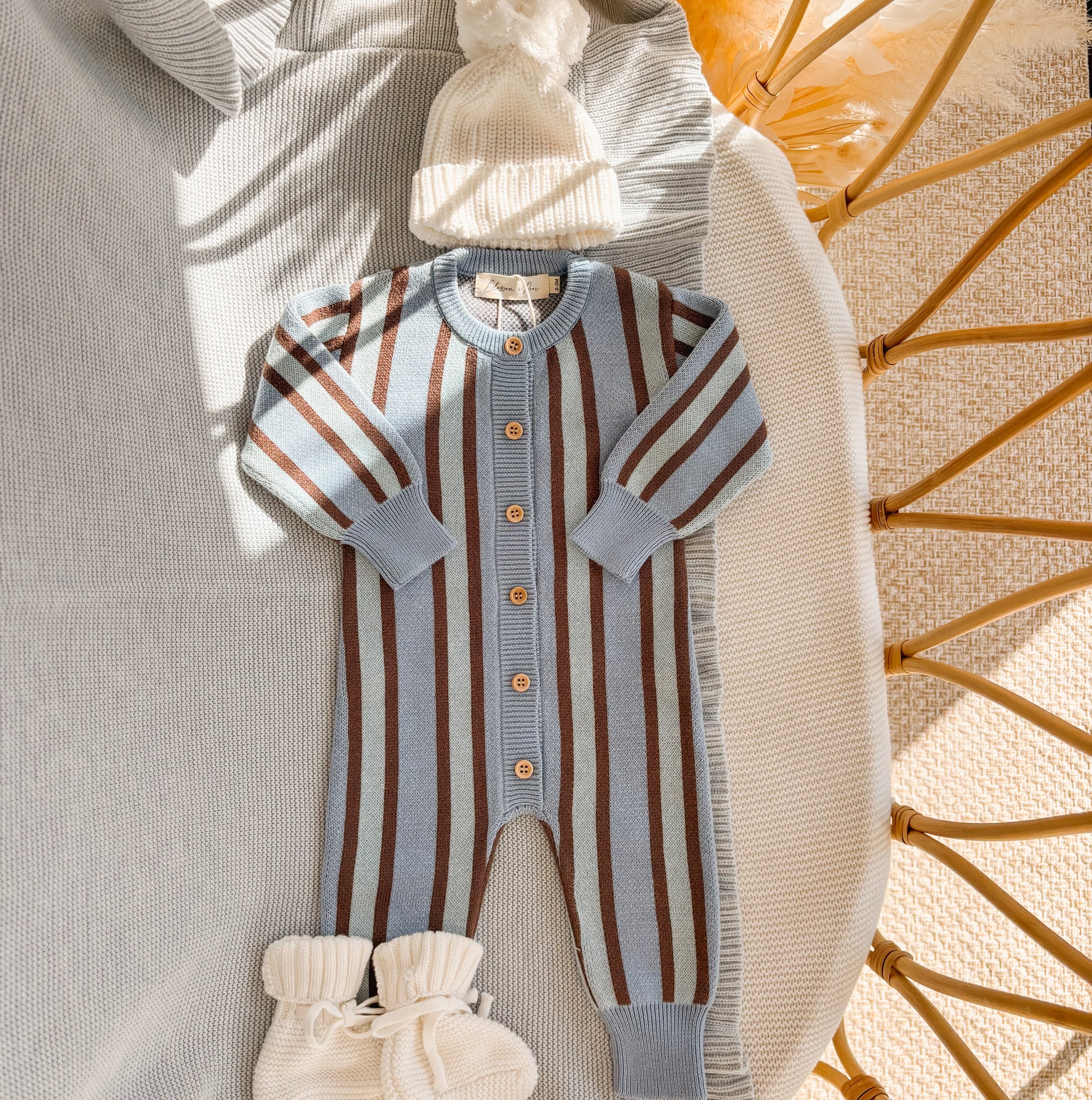 Mist Stripe Knit Romper
