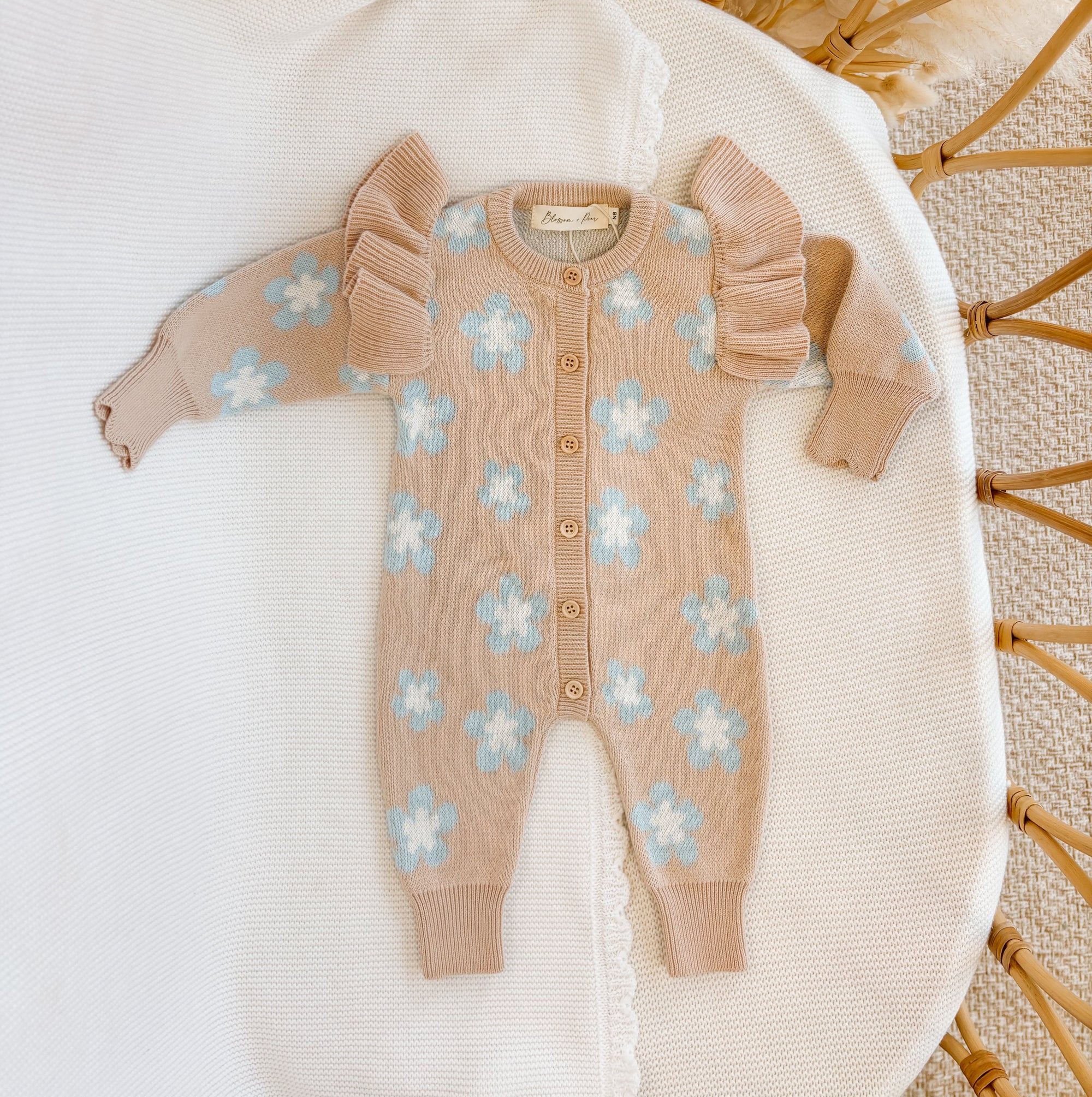 Mocha Blue Daisy Romper