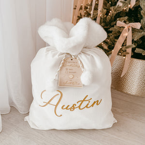 Personalised Holiday Santa Sack (New) - Ivory - PRE ORDER - Est. Dispatch Mid November