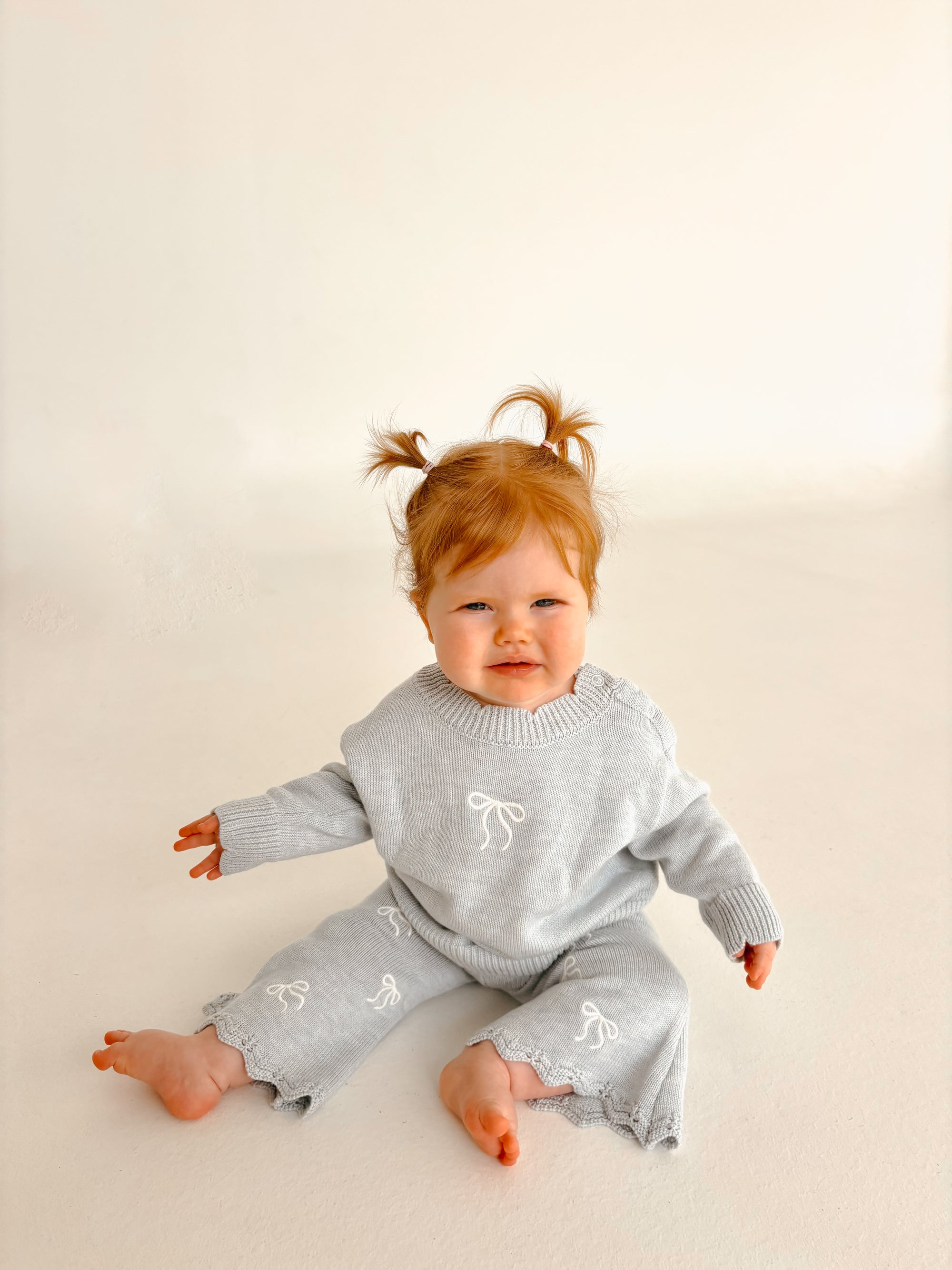 The Cosy Bow Knit Set - Powder Blue