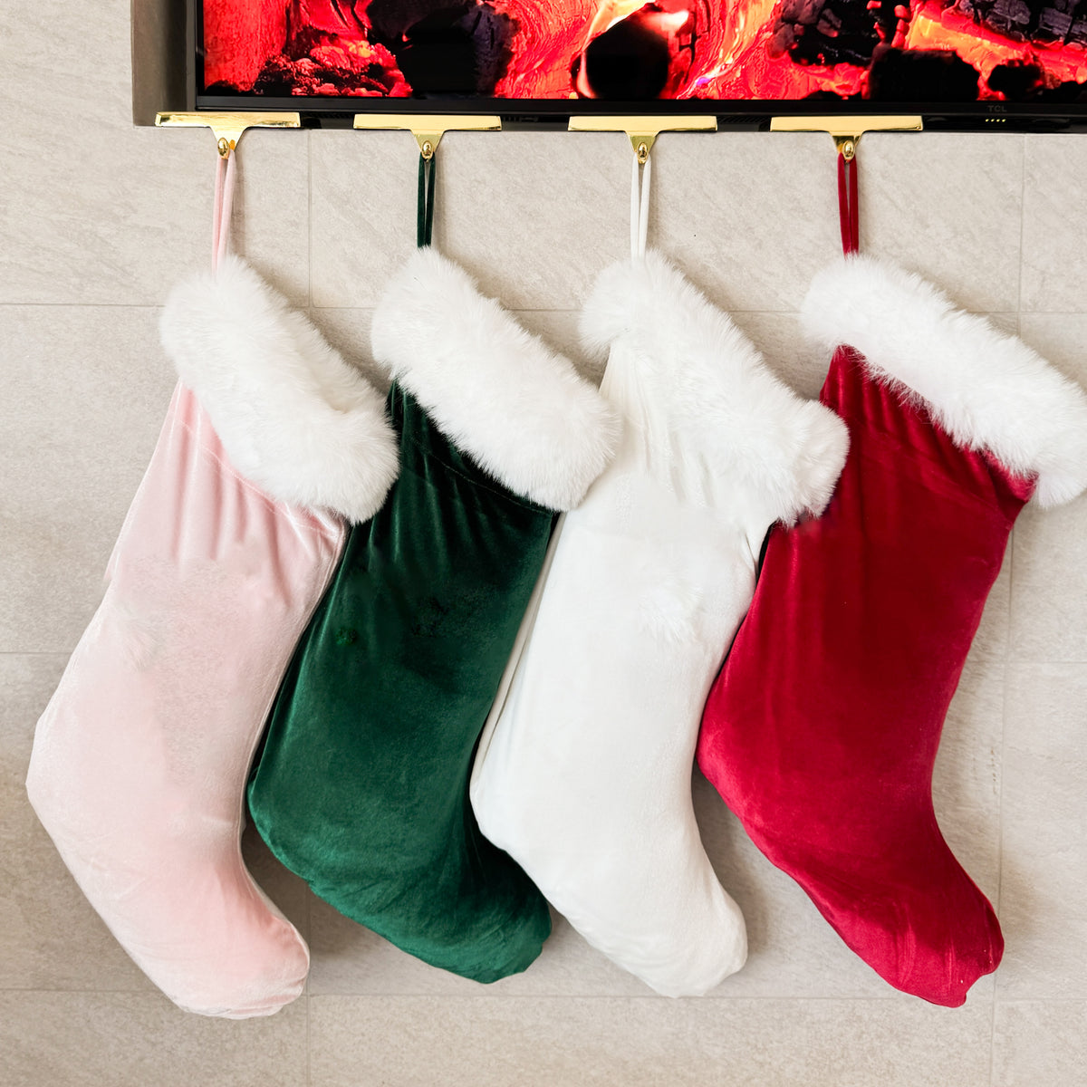 Personalised Holiday Velvet Stocking - Blush - PRE ORDER - Est. Dispatch Early October