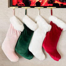 Load image into Gallery viewer, Personalised Holiday Velvet Stocking - Emerald - PRE ORDER - Est. Dispatch End of October