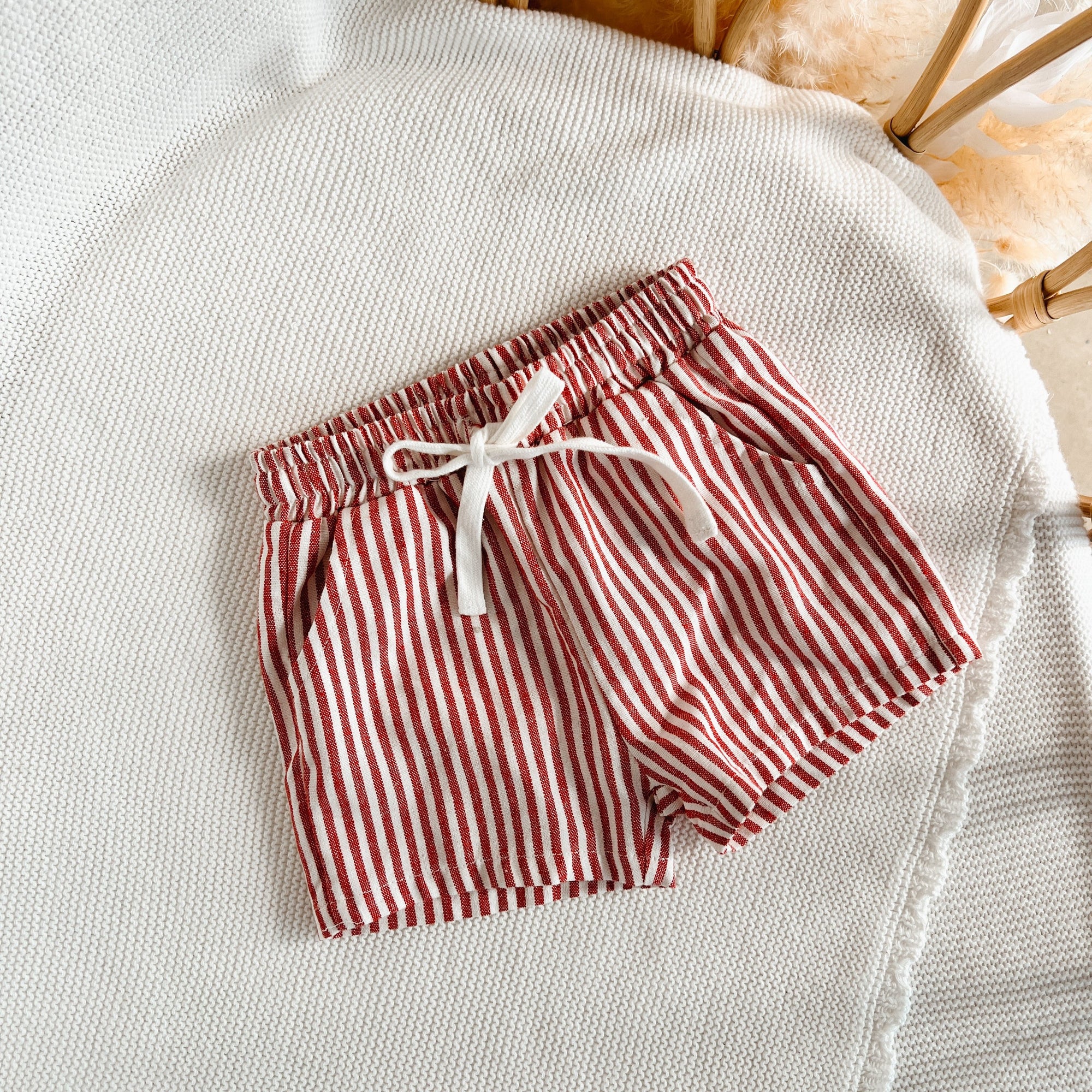Kids Candy Stripe Shorts in Red