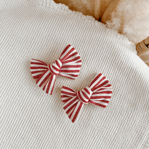 Hair Clips - Red Candy Stripe
