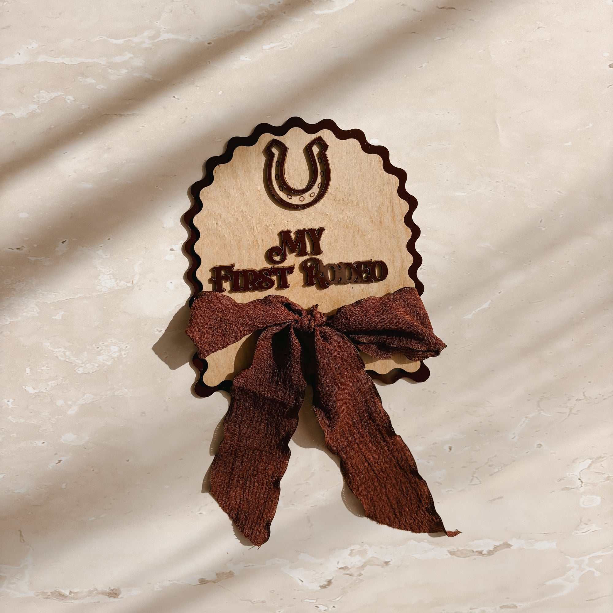 ‘My First Rodeo’ Arch Scallop Plaque - Bow