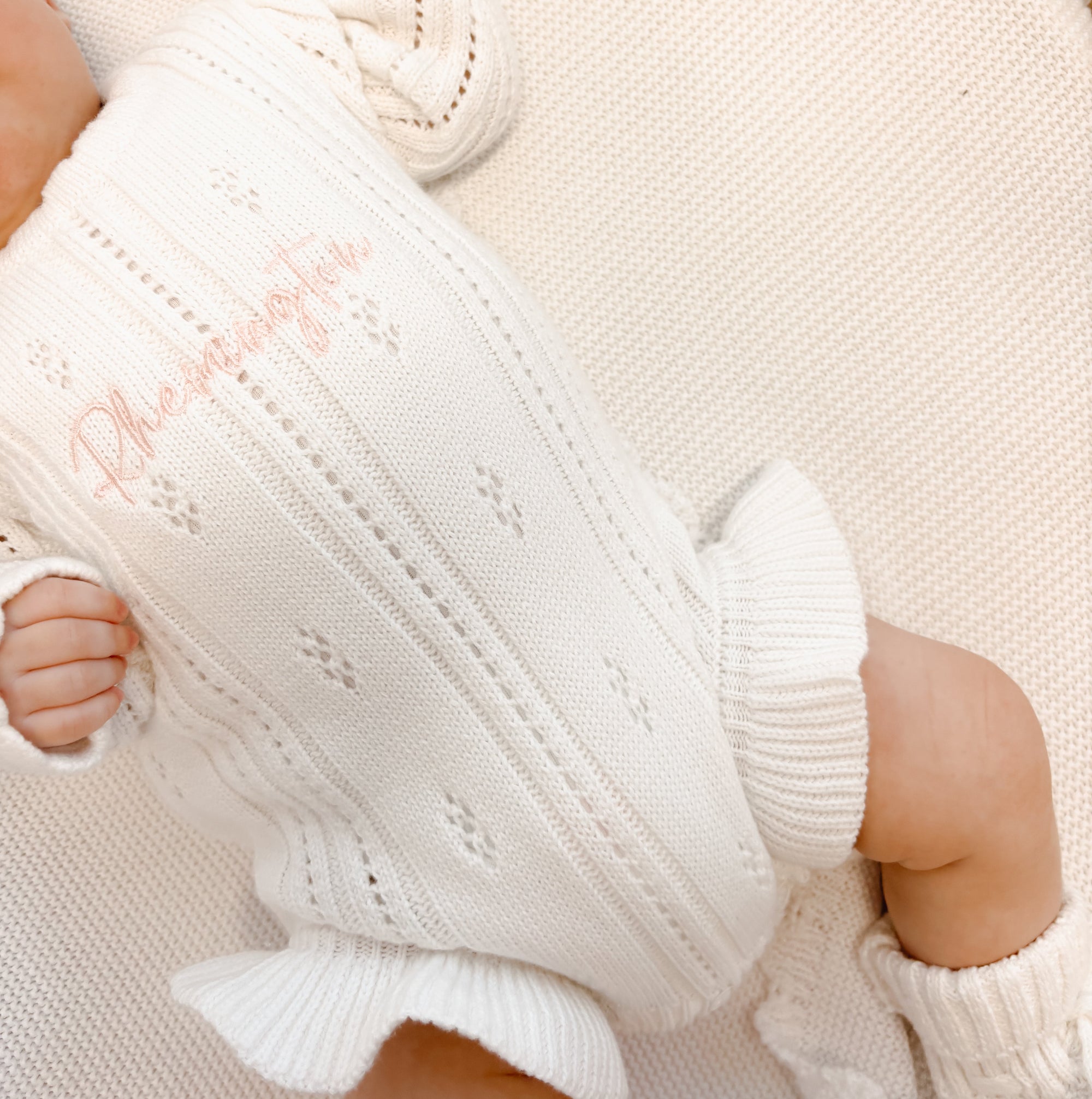 Margot Long Sleeve Frill Leg Romper - Milk