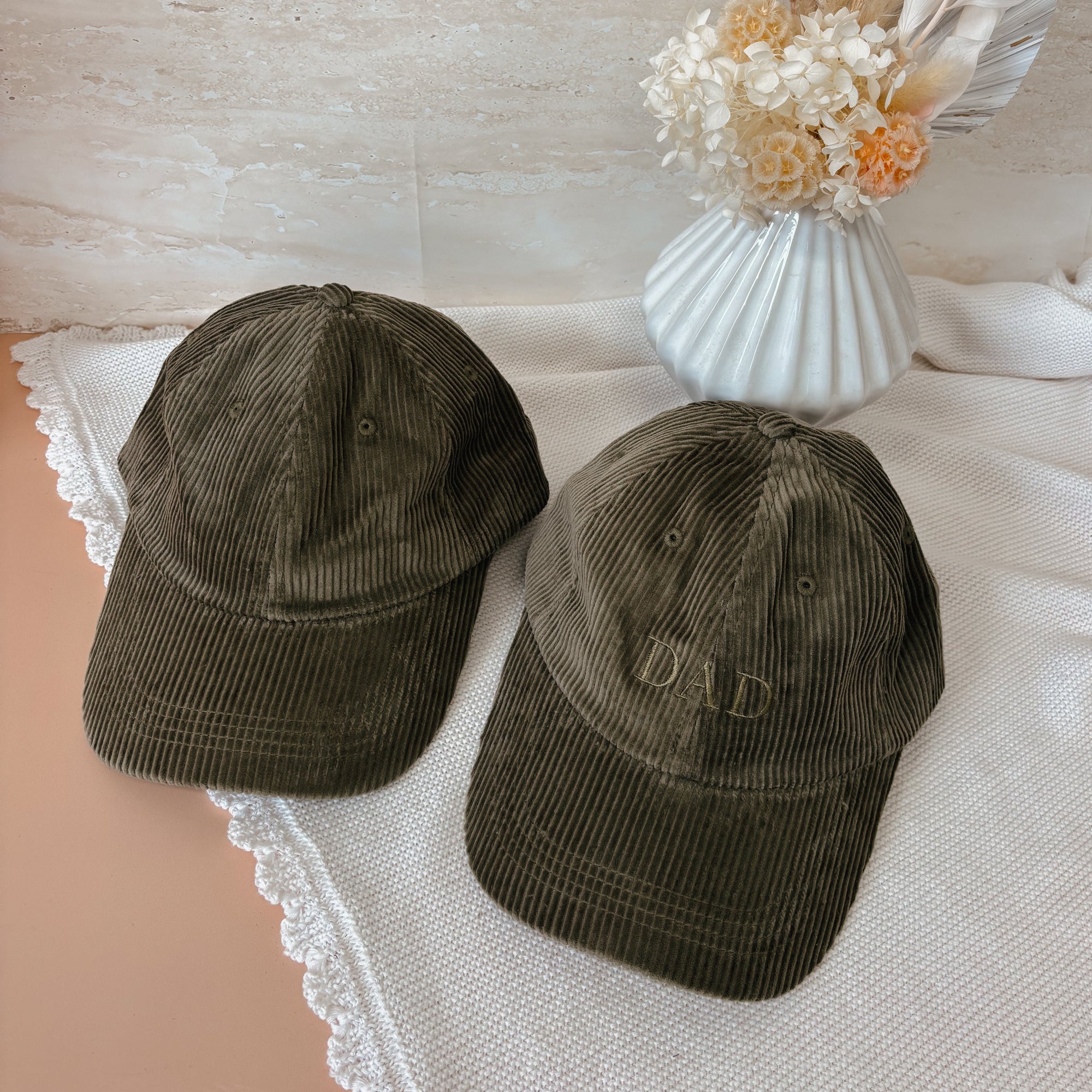 'Dad' Corduroy Curve Brim Cap - Moss