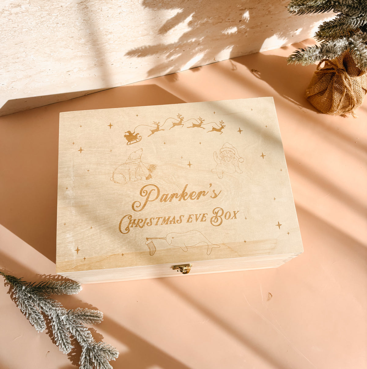 Wooden Personalised Christmas Keepsake Box