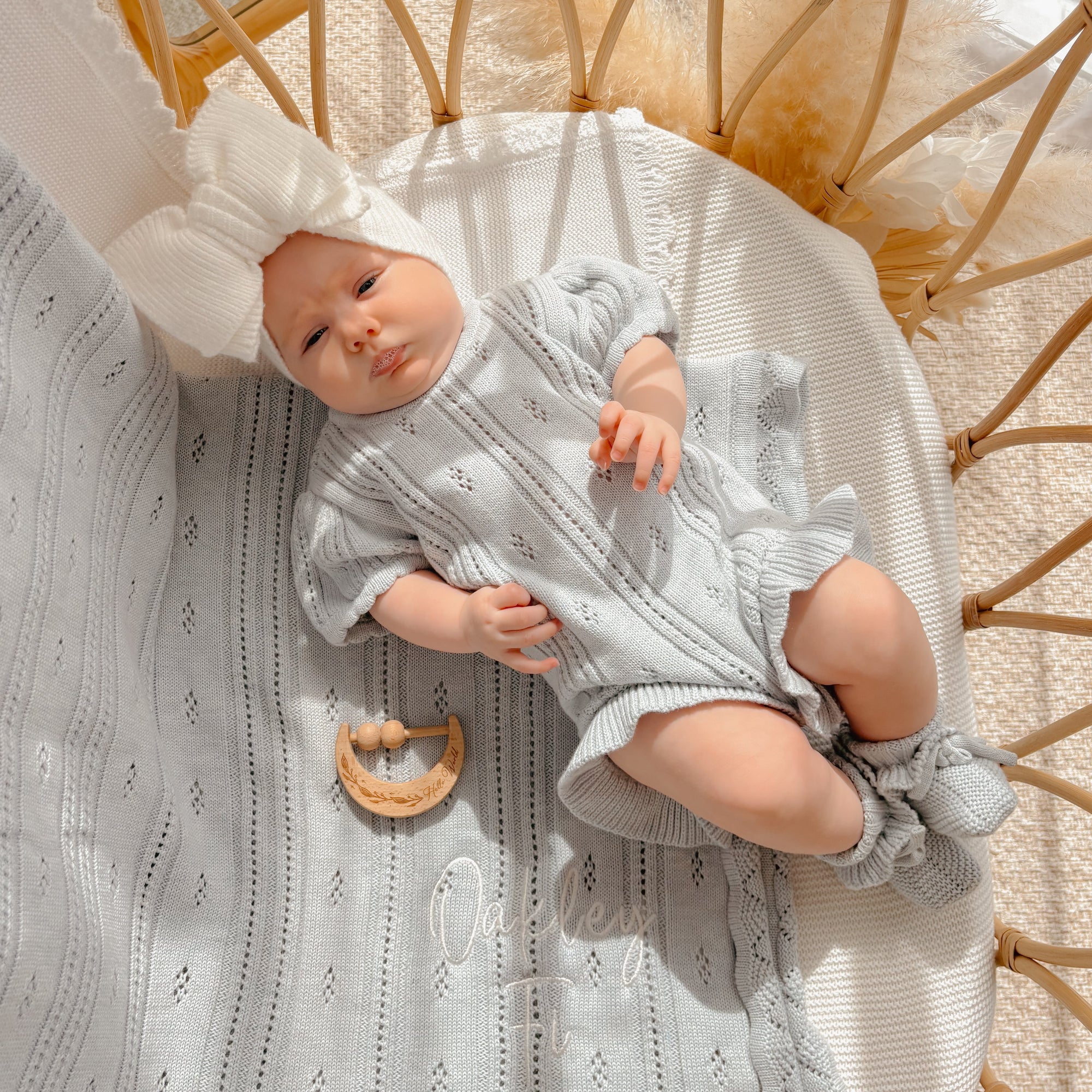 Margot Knit Romper - Powder Blue