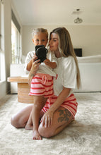 Load image into Gallery viewer, Ladies Knit Stripe Shorts - Pink &amp; Red