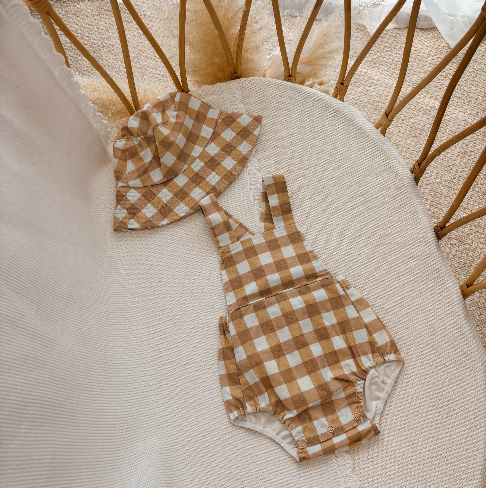 Toffee Gingham Bucket Hat
