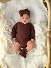 Load image into Gallery viewer, Long Sleeve Knit Romper - Espresso