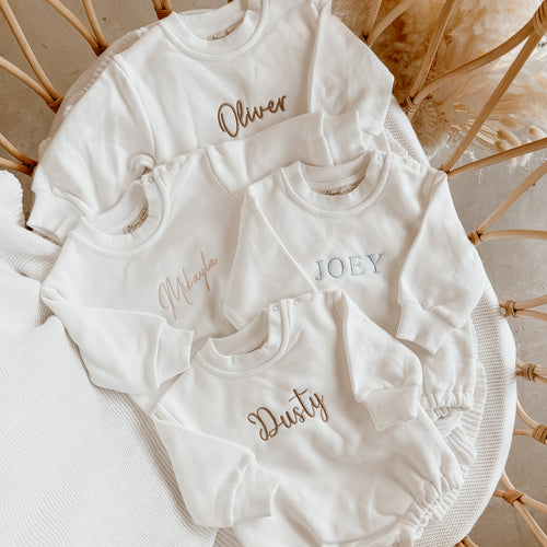 Personalised Long Sleeve Bubble Romper - Milk